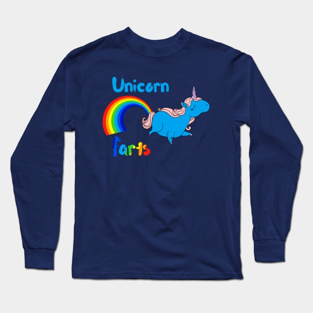 Rainbows: Unicorn Farts - Mythical Magical Horse Horn Long Sleeve T-Shirt by PozureTees108